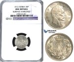 U62, Serbia, Petar I, 50 Para 1912, Vienna, Silver, NGC UNC Det.