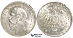 U71, Germany, Baden, Friedrich Grand Duke, 2 Mark 1901-G, Karlsruhe, Silver, "White" UNC (vz/St.) Rare!