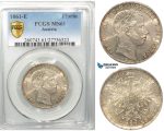 V08, Austria, Franz Joseph, Florin (Gulden) 1861-E, Karlsburg, Silver, PCGS MS61, Rare!