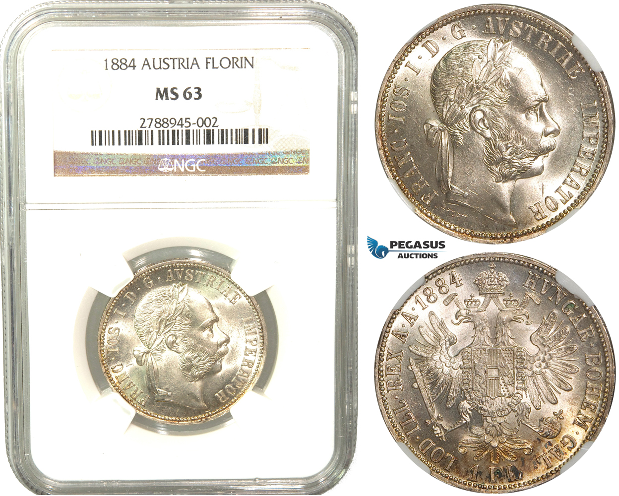 V08X, Austria, Franz Joseph, Florin (Gulden) 1884, Silver, NGC MS63