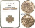 V29, Danish West Indies, Christian IX, 10 Cents 1878, Copenhagen, Silver, NGC AU58