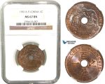 V34, French Indo-China, Centime 1901-A, Paris, NGC MS67BN (Pop 1/1, Finest!)