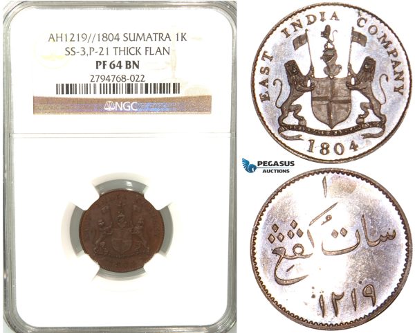 V55, EIC, Sumatra (Indonesia) Keping AH1219 (1804) NGC PF64BN