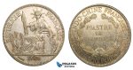 V61, French Indo-China, Piastre 1926-A, Paris, Silver, Partly toned High Grade!