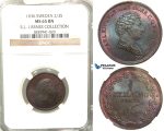 V81, Sweden, Carl XIV Johan, 2/3 Skilling banco 1836, Stockholm, NGC MS65BN (Pop 1/3, Finest), ex. Lissner, SM 156