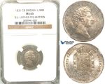 V82, Sweden, Carl XIV Johan, 1/8 Rigsdaler specie 1831 CB, Stockholm, Silver, NGC MS65 (Pop 1/1, Finest), ex. Lissner, SM 85