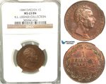 V87, Sweden, Oscar I, 1 Skilling banco 1844, Stockholm, NGC MS63BN (Pop 1/2) ex. Lissner, SM 88