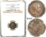 V90, Sweden, Oscar I, 1/16 Rigsdaler specie 1852 AG, Stockholm, Silver, NGC MS62 ex. Lissner, SM 49