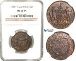 W13, British North Borneo, 1 Cent 1882-H, Heaton, NGC MS61