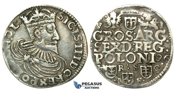 W184, Poland, Sigismund III, 6 Groschen (Szóstak) 1596 H/R S/C I/F, Bydgoszcz (Bromberg) Silver (4.39g) Extremely Rare!