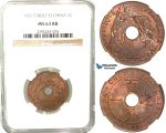 W25, French Indo-China, 1 Centime 1922 (T.Bolt) Huguenin, NGC MS63RB