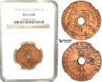 W26, French Indo-China, 1 Centime 1923 (T.Bolt) Huguenin, NGC MS63RB