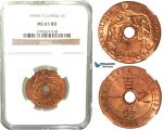 W28, French Indo-China, 1 Centime 1939-A, Paris, NGC MS65RD