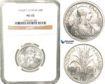 W34, French Indo-China, 20 Centimes 1945-B, Paris, NGC MS65 (Pop 1/6, No finer)