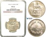 W35, French Indo-China, 50 Centimes 1936, Paris, Silver, NGC MS62