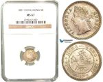 W39, Hong Kong, Victoria, 5 Cents 1887, London, Silver, NGC MS67 (Pop 1/1, Finest) Very Rare Grade!