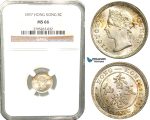 W42, Hong Kong, Victoria, 5 Cents 1897, London, Silver, NGC MS66