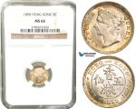 W43, Hong Kong, Victoria, 5 Cents 1898, London, Silver, NGC MS66