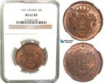 W59, Portugal, Azores, Carlos I, 10 Reis 1901, NGC MS62RB