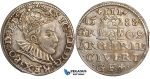 W79, Latvia, Sigismund III of Poland, 3 Groschen (Trojak) 1588, Riga, Silver (2.56g) Toned aXF