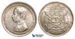 W87, Thailand, Rama V, 1 Baht ND (1876-1900) Silver, Luster, High Grade! (Few bag marks)