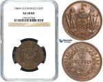 Y24, British North Borneo, 1 Cent 1889-H, Heaton, NGC AU58BN