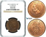 Y25, Cambodia, Norodom I, 10 Centimes 1860, NGC MS65RB (Not restrike!)