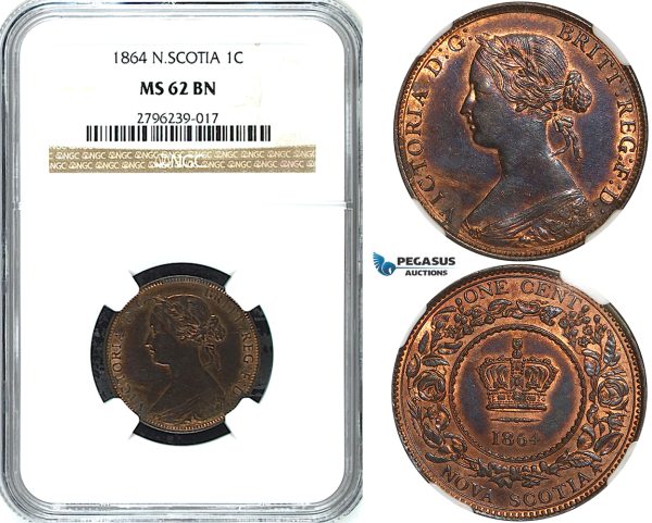 Y26, Canada, Nova Scotia, Victoria, 1 Cent 1864, NGC MS62BN