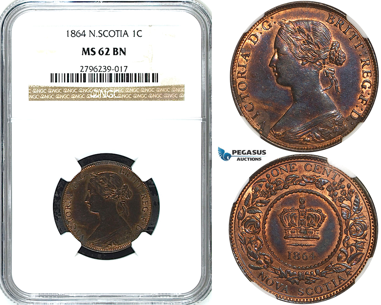 Y26, Canada, Nova Scotia, Victoria, 1 Cent 1864, NGC MS62BN