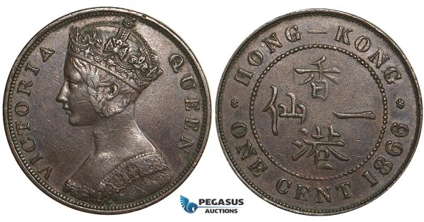 Y51, Hong Kong, Victoria, 1 Cent 1866, Nice!