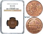 Y57, San Marino, 5 Centesimi 1894-R, Rome, NGC MS63RB