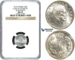 Y64, Serbia, Petar I, 50 Para 1915, Paris, Silver, KM-24.3, NGC MS63