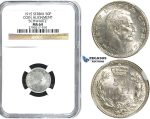 Y65, Serbia, Petar I, 50 Para 1915, Paris, Silver, KM-24.3, NGC MS64