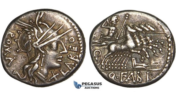 Y68, Roman Republic, Q. Fabius Labeo (124 BC) AR Denarius (3.82g) Rome, Quadriga, Fine Patina!