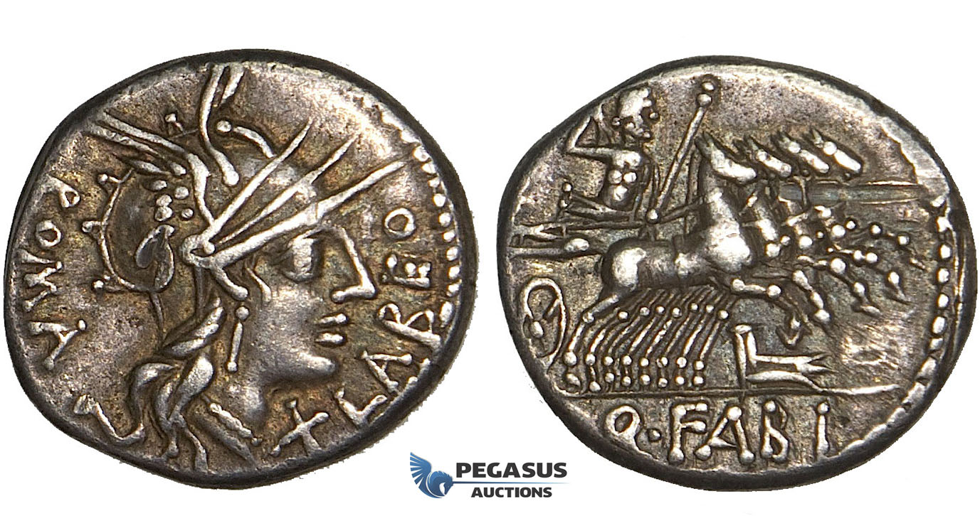 Y68, Roman Republic, Q. Fabius Labeo (124 BC) AR Denarius (3.82g) Rome, Quadriga, Fine Patina!