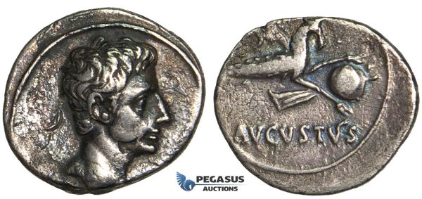Y71, Roman Empire, Augustus (27 BC - 14 AD) AR Denarius (3.65g) Uncertain Spanish mint, 17-16 BC, Capricorn