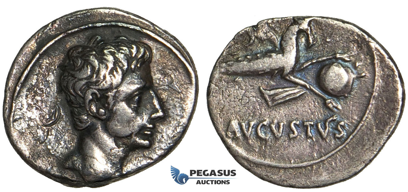 Y71, Roman Empire, Augustus (27 BC - 14 AD) AR Denarius (3.65g) Uncertain Spanish mint, 17-16 BC, Capricorn