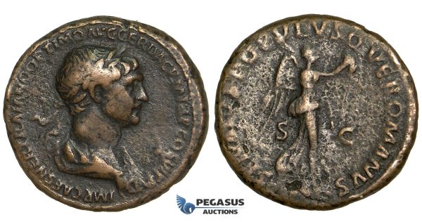 Y73, Roman Empire, Trajan (98-117 AD) Æ As (11.47g) Rome, Victory