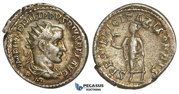 Y76, Roman Empire, Philip I. The Arab (244-249 AD) AR Antoninianus, Antioch, Felicitatis