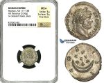 Y88, Roman Empire, Hadrian (117-138 AD) AR Denarius (3.56g) Rome (125-128 AD) Crescent/Stars, NGC MS* Fine Style