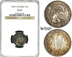 Y98, Danish West Indies, Christian IX, 10 Cents 1878, Copenhagen, Silver, NGC PL63