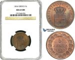 Z01, Greece, Othon, 5 Lepta 1834, Munich, NGC MS63BN, Rare!