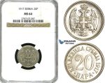 Z06, Serbia, Petar I, 20 Para 1917, NGC MS64