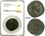 Z13, Roman Empire, Marcus Aurelius (161-180 AD) Æ Sestertius (21.22g) Rome, 176/177 AD, Sarmatian Arms, NGC Ch XF