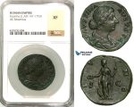 Z14, Roman Empire, Marcus Aurelius (161-180 AD) for Faustina Jr., Æ Sestertius (23.67g) Rome, Juno, NGC XF