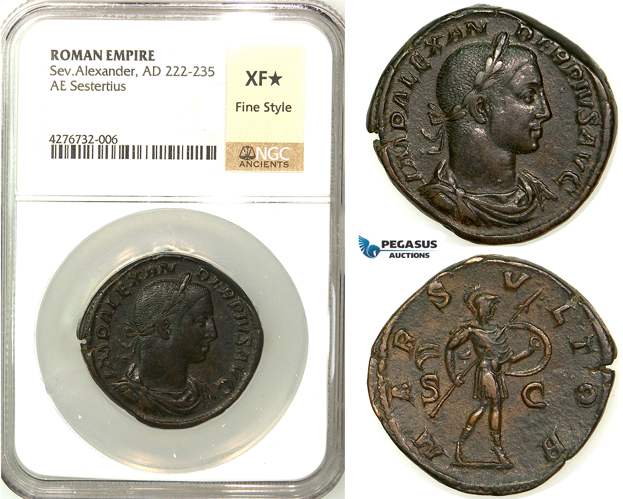 Z16, Roman Empire, Severus Alexander (222-235 AD) Æ Sestertius (21.53g) Rome 231-235 AD, Mars, NGC XF* Star,  Fine Style