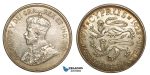 Z41, Cyprus, George V, 45 Piastres 1928, London, Silver, Cleaned XF