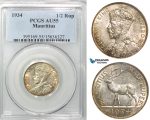 Z47, Mauritius, George V, 1/2 Rupee 1934, Silver, PCGS AU55