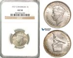 Z53, Southern Rhodesia (Zimbabwe) George VI, 1 Shilling 1937, Silver, NGC AU58