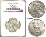 Z55, Southern Rhodesia (Zimbabwe) George V, 2 Shillings 1935, Silver, NGC AU Det.